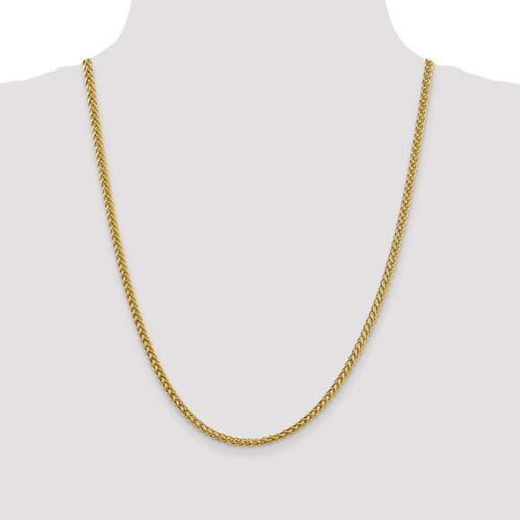 4.3mm, 14k Yellow Gold Hollow Wheat Chain Necklace, 24 Inch - Picture 2 of 8
